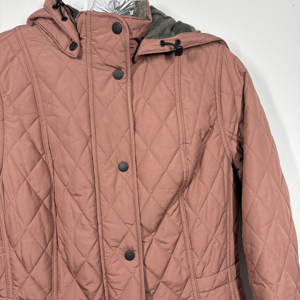 Barbour Womens Millfire Quilted‎ Jacket Size 6 Pink Tartan Zip Up Hooded Winter - Picture 6 of 14